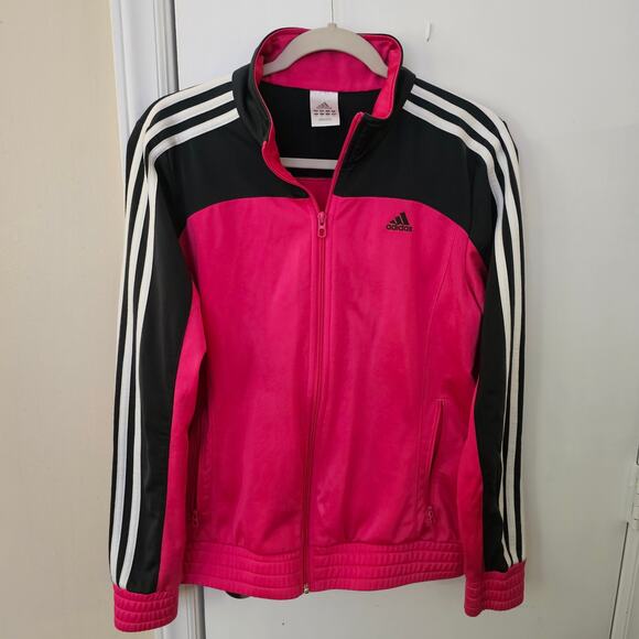 Adidas Full Zip Track Jacket Sz M Sporty Athletic Hot Pink Y2K Skater Blok - Picture 1 of 5
